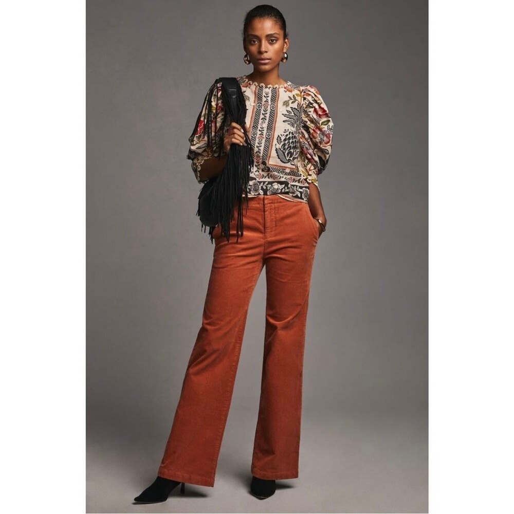 NWT Anthropologie MAEVE Wide Leg Corduroy Trouser Pants Size Large